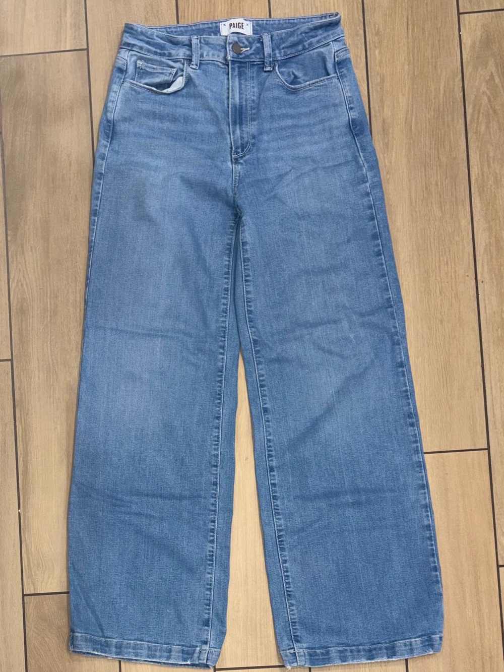 PAIGE Genesee High Rise Wide Leg Jeans 28x30 Medium Wash Stretch